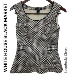 Brand New White House Black Market  Houndstooth Blouse 0